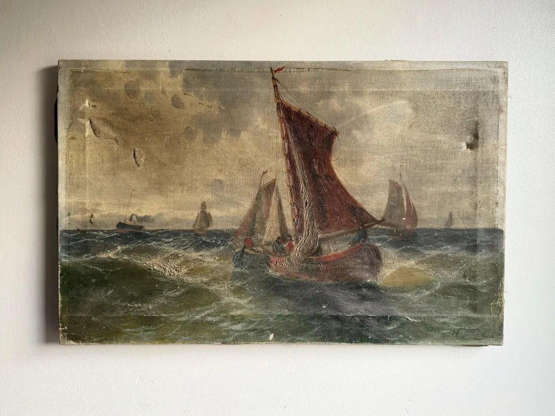 Antique French Seascape Oil on Canvas by Artist Henri Fabre - Etsy | Etsy (US)