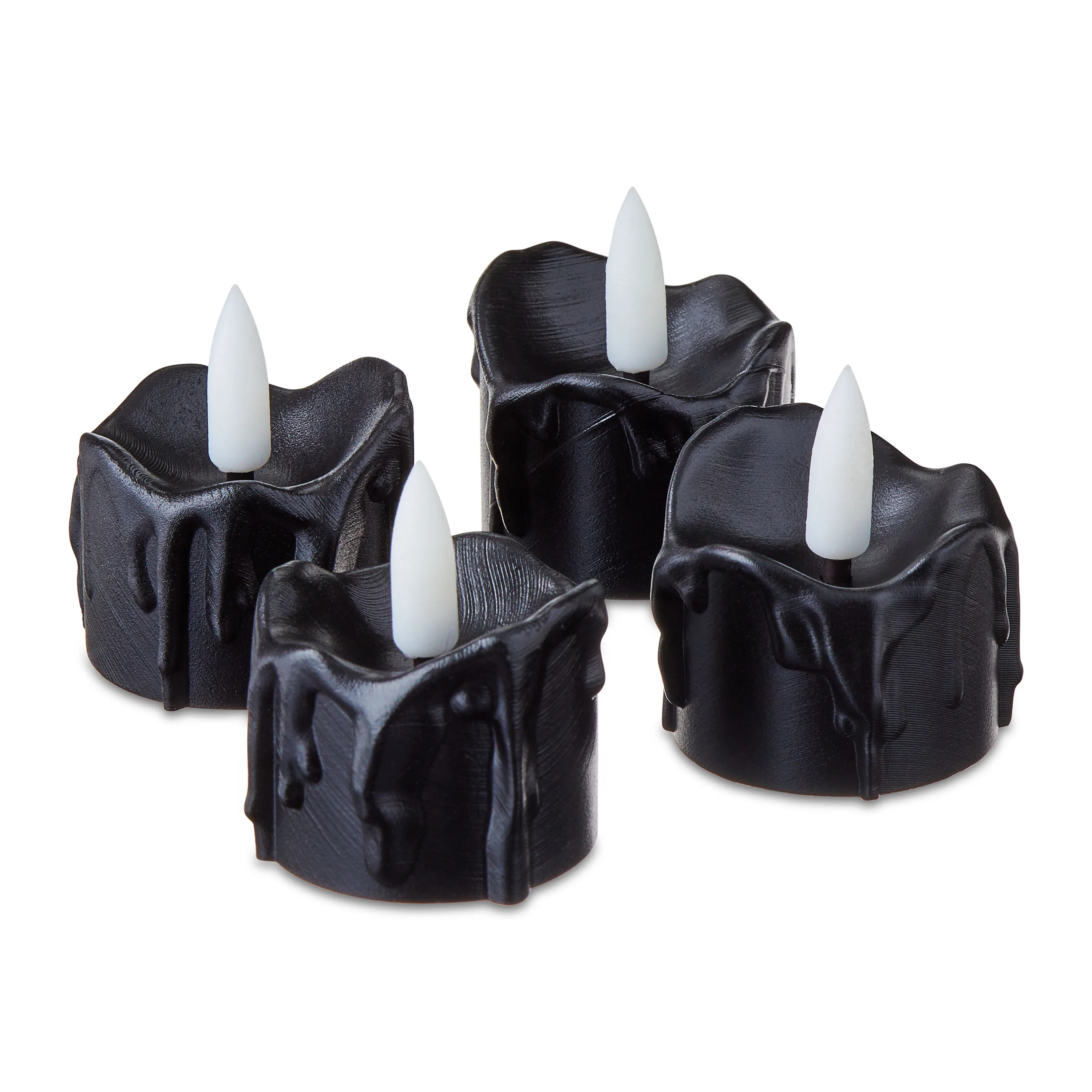 Battery-Operated LED Flickering Votives, Black, 4 Count, Halloween by Way To Celebrate | Walmart (US)