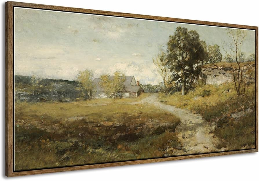 DJSYLIFE Framed Canvas Wall Art, Vintage Countryside Path Landscape Pictures Prints, Large Wall A... | Amazon (US)