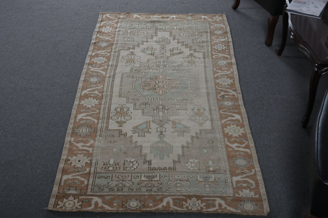 Area Rugs Turkish Vintage Oushak for Bedroom 3.5x7.3 Ft Brown Faded Anatolian Vintage Home Decor ... | Etsy (US)