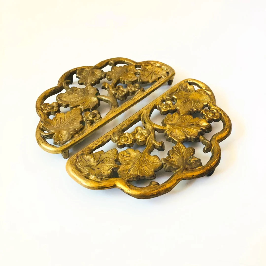 Floral Brass Trivets Set of 2 - Etsy | Etsy (US)