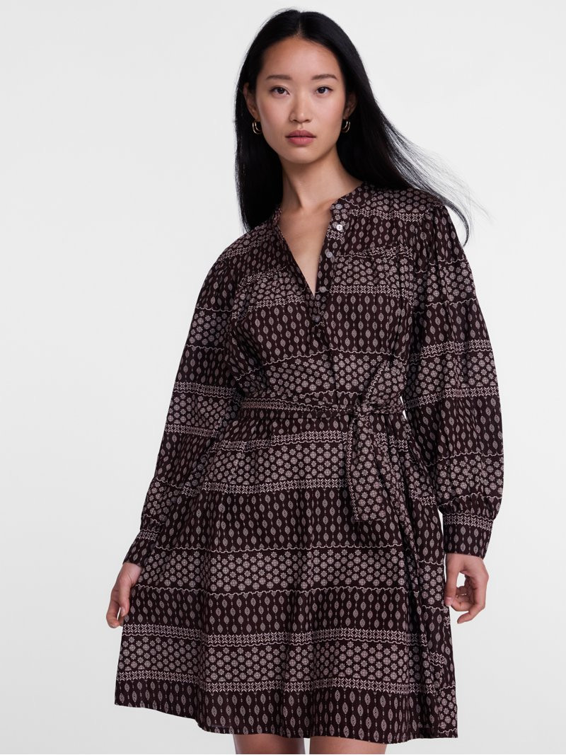 Scenario Women's Band Collar Shirtdress with Long Sleeves, Sizes XS-XXXL | Walmart (US)