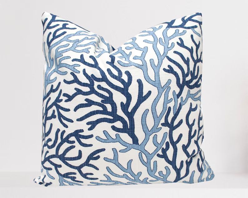 Coral Reef Pillow Cover  Vista Luxe Linen  Nautical Sea | Etsy | Etsy (US)