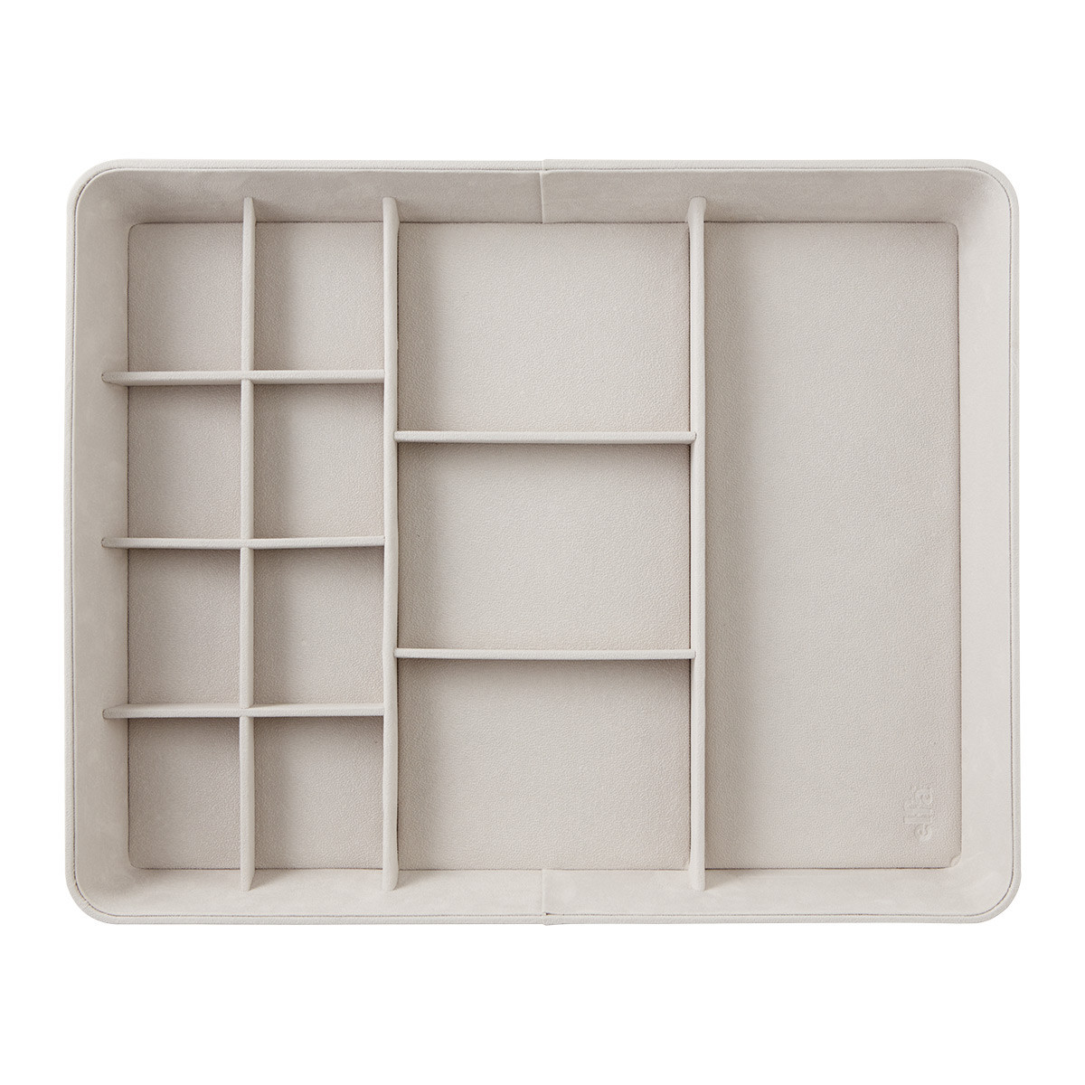 Elfa Decor Medium 1-Runner 12-Section Accessory Tray Grey | The Container Store