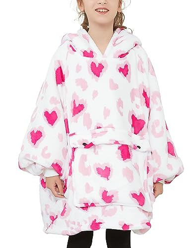 KFUBUO Wearable Blanket Hoodie for Kids Sherpa Patterns Oversized Sweatshirt Blanket With Pocket 6-10 Year Old Girl Boy Gifts for Kids | Amazon (US)
