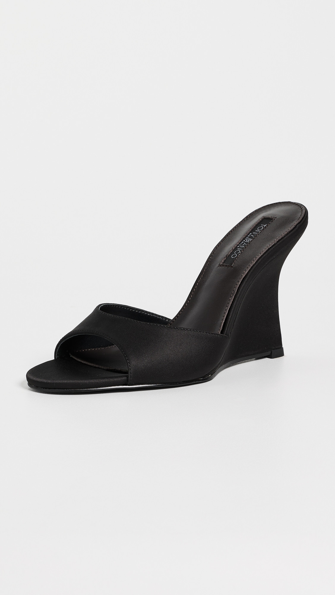 Tony Bianco Matisse Wedge Mules Black Satin 8 | Shopbop