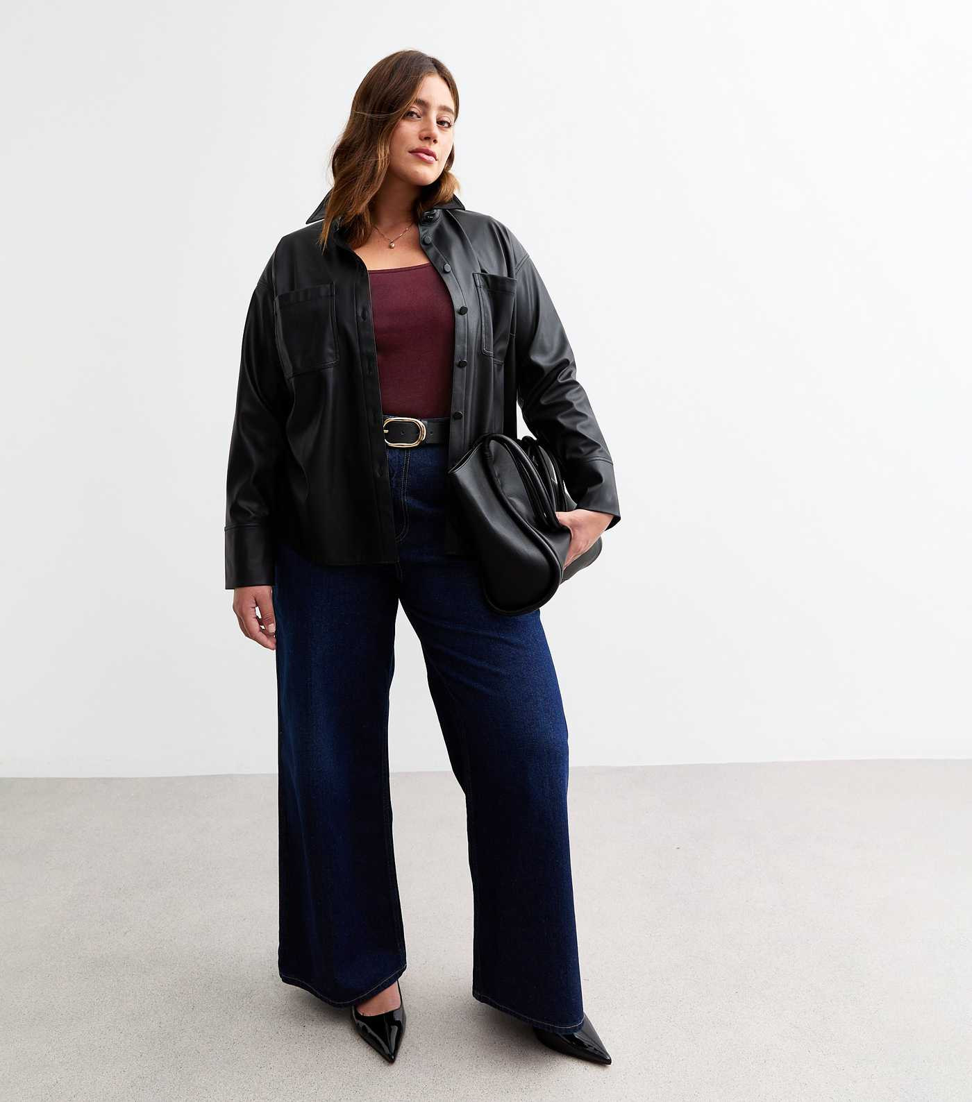 Curves Burgundy Square Neck Top | New Look | New Look (UK)