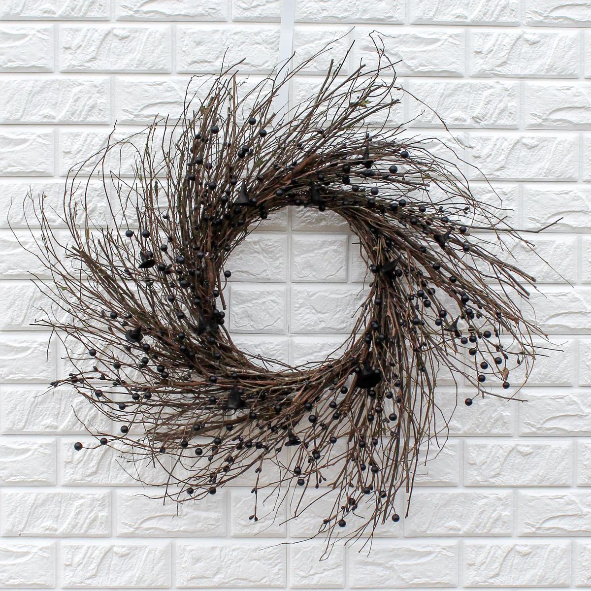 Witch of the Woods - Wispy Birch Twig, Black Berry & Mini Witch Hat Halloween Front Door Fall Wre... | Darby Creek Trading