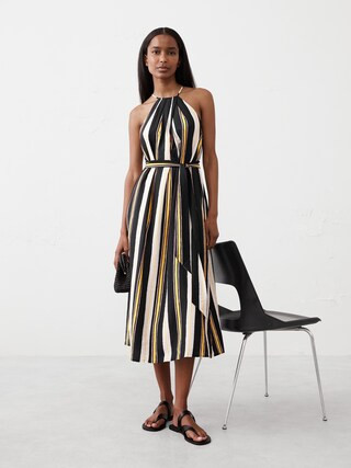 Pleated-Neck Midi Dress | Banana Republic Factory | Banana Republic Factory