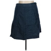 Ann Taylor Factory Denim Skirt: Blue Solid Pattern Bottoms - Size 14 Petite | ThredUp (US)