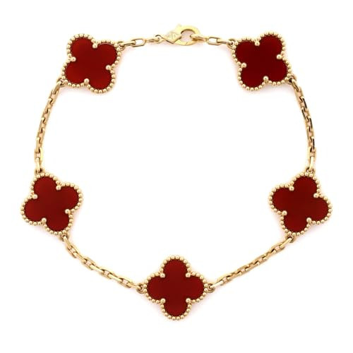 Van Cleef & Arpels, Pre-Loved Vintage Alhambra 5 Motifs Bracelet 18K Yellow Gold and Carnelian, Yellow Gold | Amazon (US)