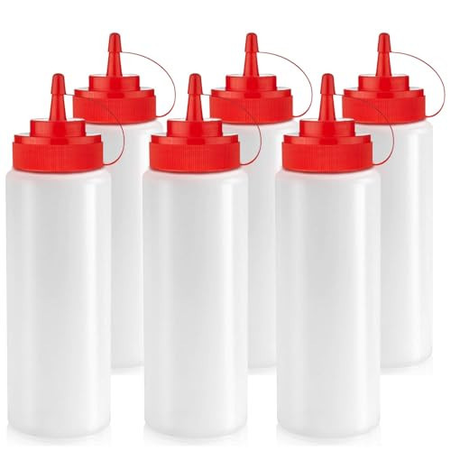 Norcalway 12 oz Condiment Squeeze Bottles for Sauces - Leak Proof - 6 Pack | Amazon (US)