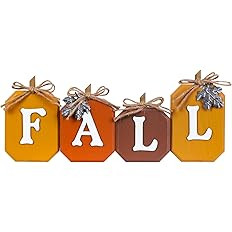 Fall Decorations for Home, Pumpkin Wood Sign with Fall Lettered for Fall Decor, Decorative Wooden... | Amazon (US)