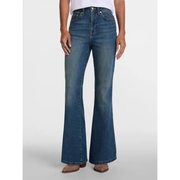 Scenario Women's High Rise Flare Denim Jeans, Sizes 0-20 | Walmart (US)