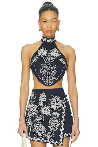 Agua Bendita Elay Crop Top in Navy. - size L | Revolve Clothing (Global)