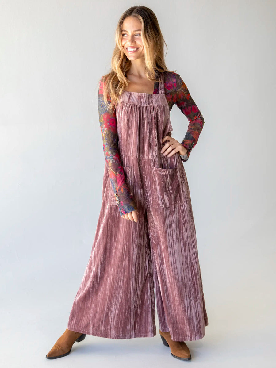 Velvet Dakota Tie Overall - Mauve | Natural Life