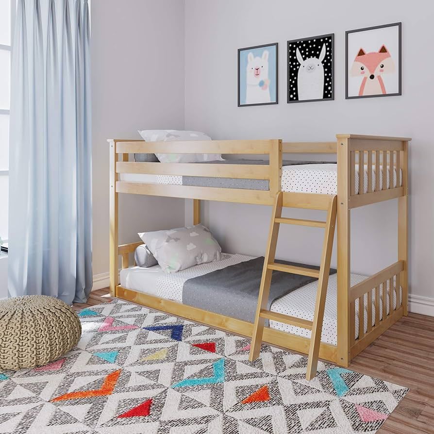 Amazon.com: Max & Lily Twin Over Twin Low Bunk Bed with Ladder, Wooden Bunk beds with 14” Safet... | Amazon (US)