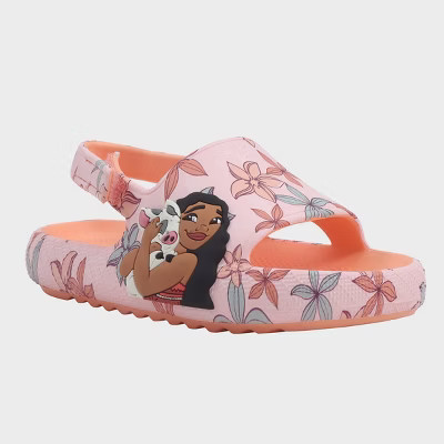 Girls' Disney Princess Moana Slide Sandals - Pink/Orange 11/12 | Target