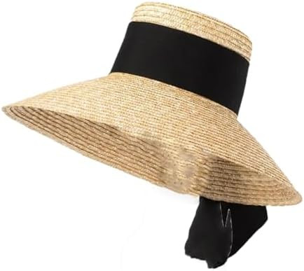 Outdoor Hand-Woven Paper Straw Hat French Elegant Flat Edge Concave And Convex Top Summer Sun Hat... | Amazon (US)