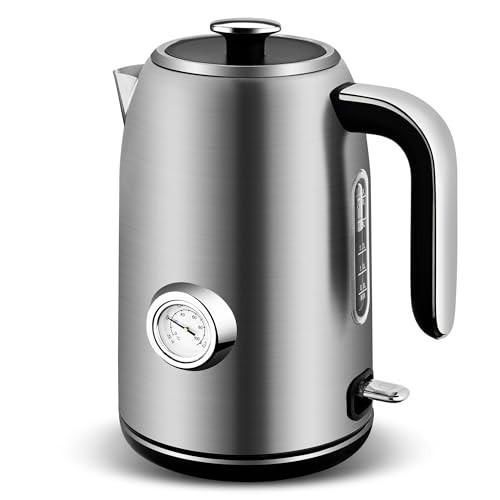 Pukomc Electric Kettle,1.7L Stainless Steel Electric tea kettle with Temperature Gauge, Fast Boiling, Auto Shut - off, BPA - Free, Boil - Dry Protection, (Silver) | Amazon (US)