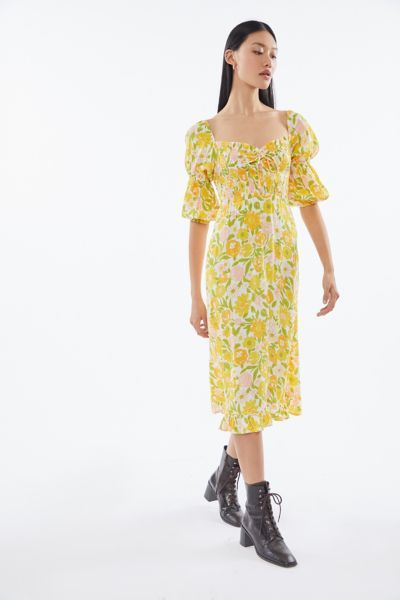 Faithfull The Brand Nora Floral Crepe Midi Dress | Urban Outfitters (US and RoW)