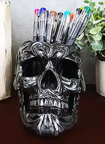 Ebros Gift Tribal Tattoo Floral Skull Pen Holder Figurine 5.75"L Office Desktop Ossuary Skulls De... | Amazon (US)
