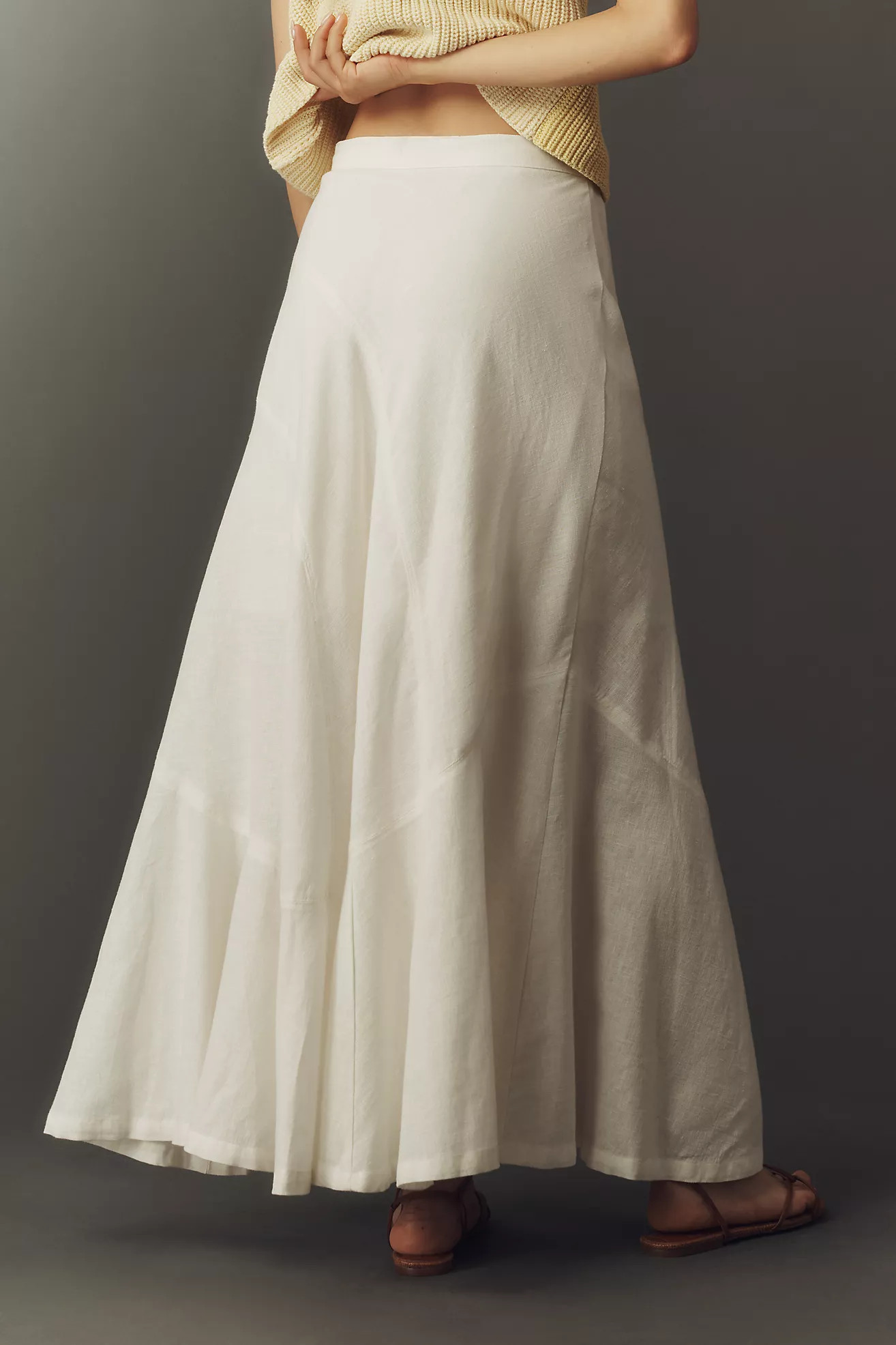 By Anthropologie Linen-Blend Mock Wrap Maxi Skirt | Anthropologie (US)