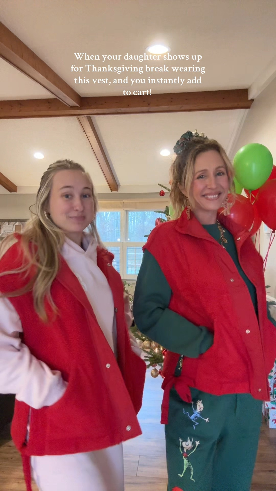 Oversized Fleece vest. Comfy and warm. This vest also has pockets. We are wearing a size xsmall 

#LTKmomlife #LTKSeasonal #LTKHoliday