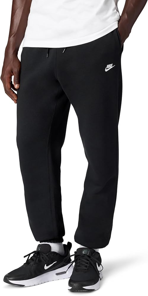 Amazon.com: Nike Men's Club Cuffed Brushed Fleece Pants, Black/Black/White, Large : Clothing, Sho... | Amazon (US)