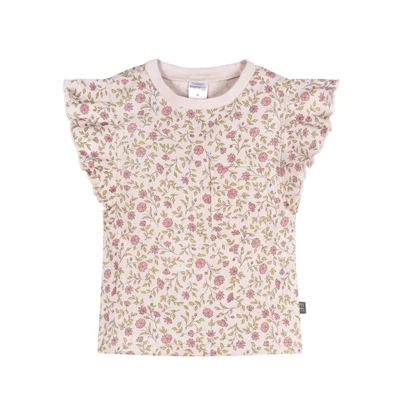 Modern Moments by Gerber Baby and Toddler Girl Organic Pleated Ruffle Sleeve Top, Sizes 0/3 Month... | Walmart (US)