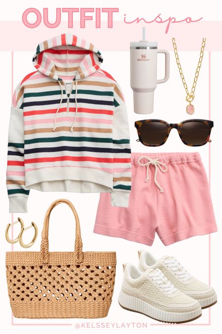 Outfit idea, aerie, striped pullover, pink shorts, beach bag, white sneakers, target shoes 

#LTKSpringSale #LTKsalealert #LTKfindsunder50