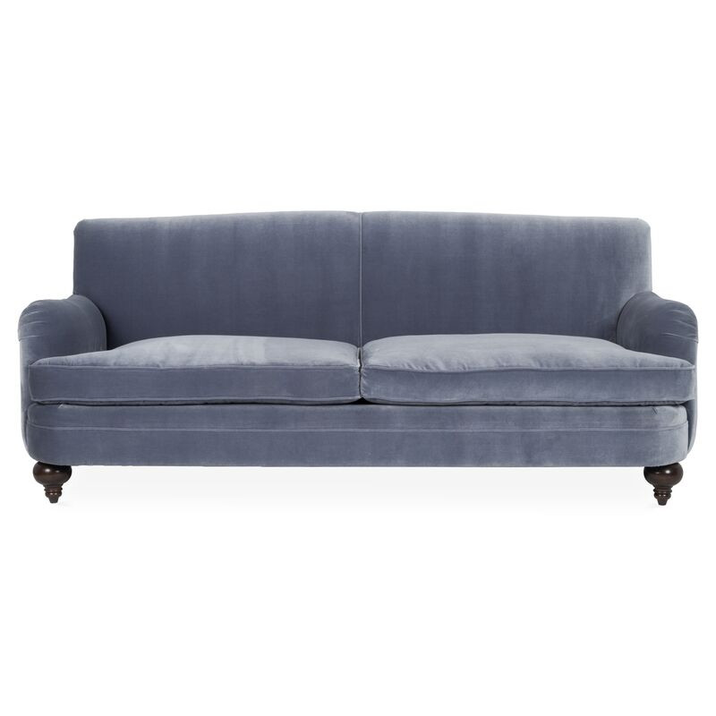 Deacon Velvet Sofa, Delft Blue | One Kings Lane