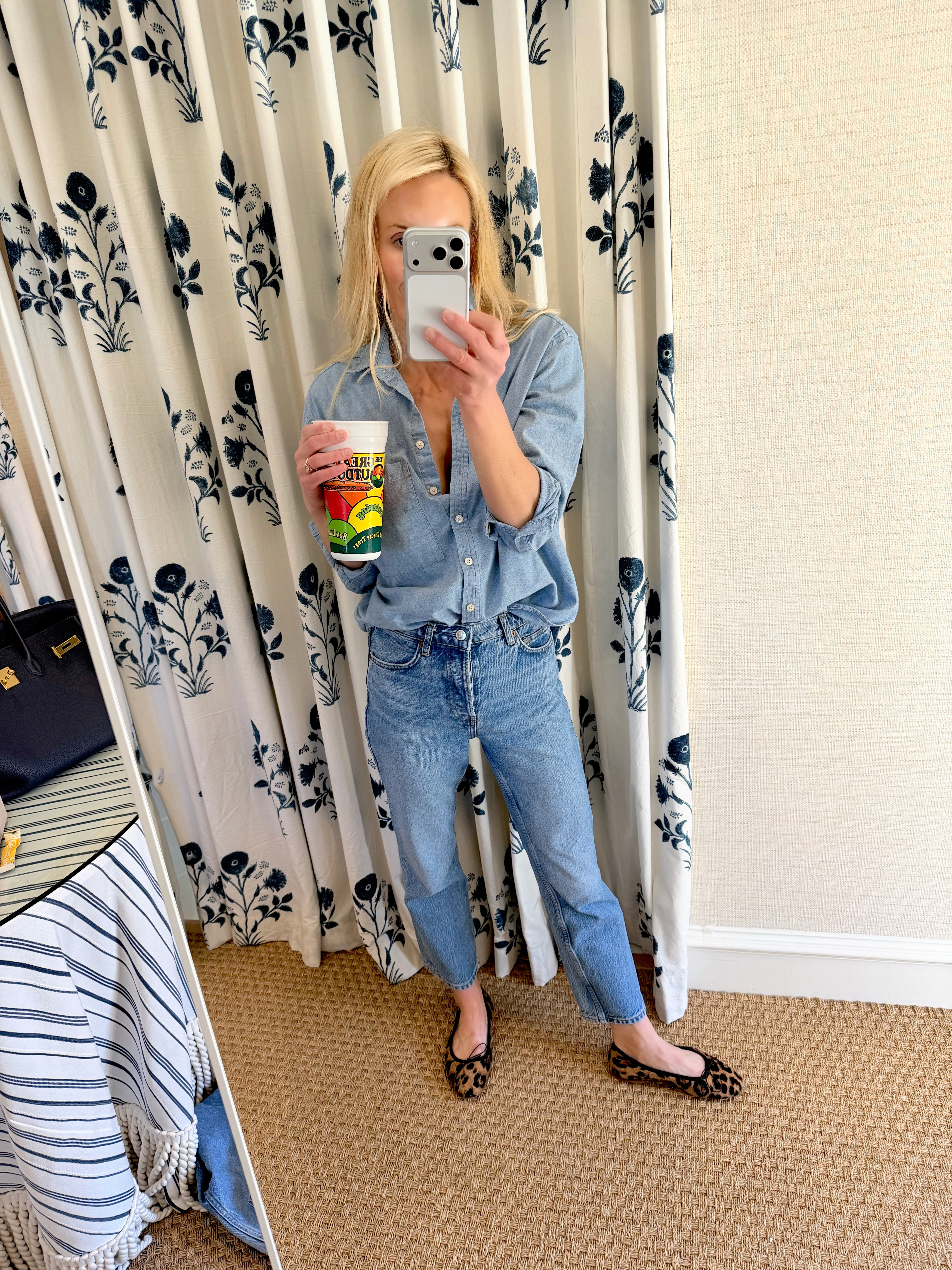 Outfit of the day: AYR button down shirt, Agolde ren jeans, and Mansur Gavriel leopard ballet flats ♥️ 

 #LTKSeasonal #LTKStyleTip #LTKShoeCrush