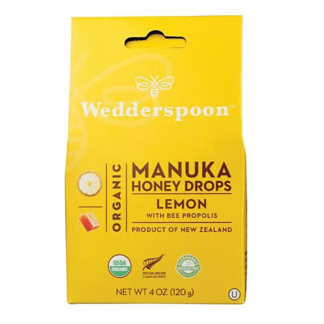 Wedderspoon Organic Manuka Honey Drops - Lemon with Bee Propolis | 4 oz Package | Swanson