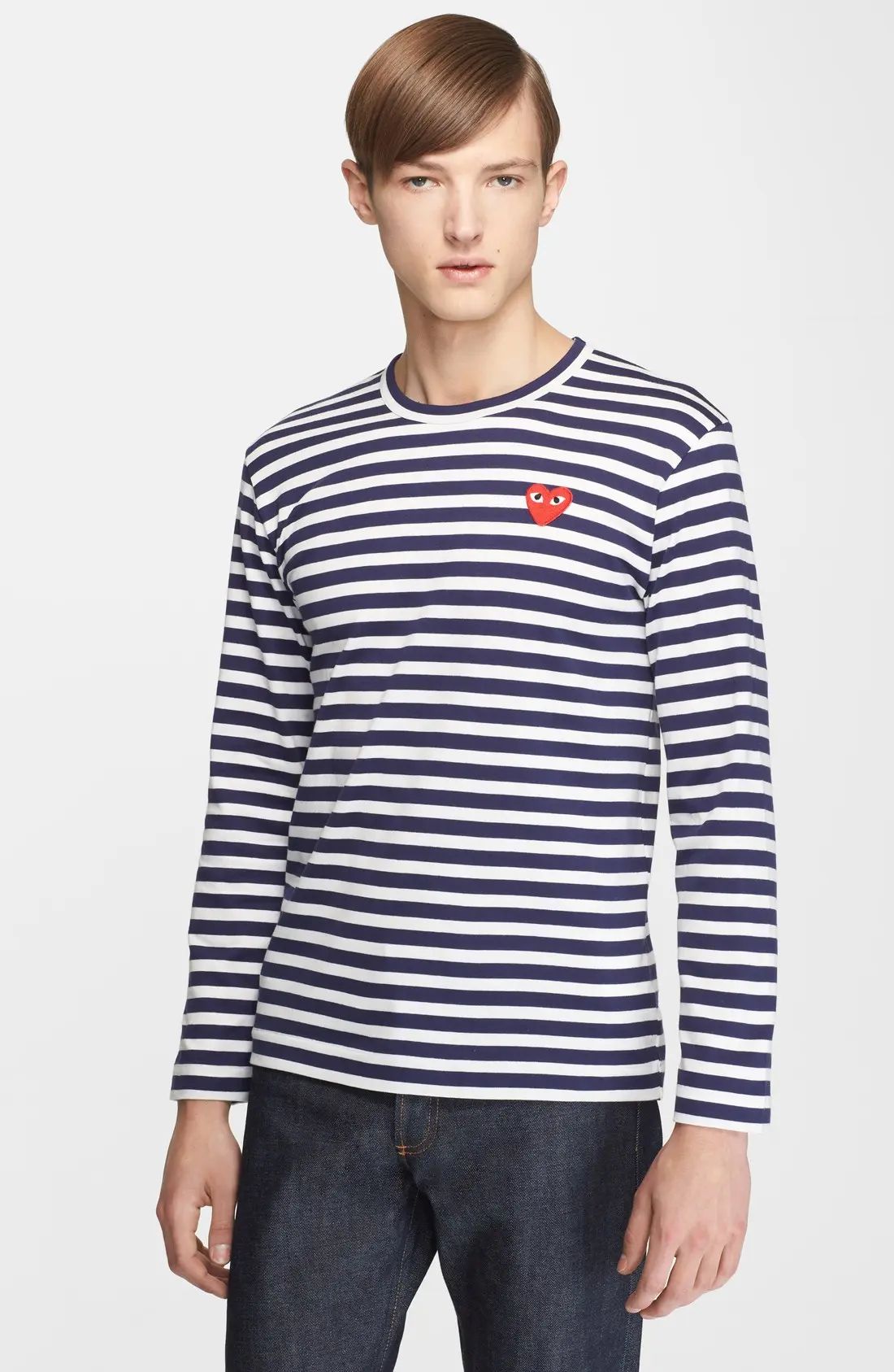 Men's Comme Des Garcons Play Slim Fit Stripe T-Shirt, Size Large - Blue | Nordstrom