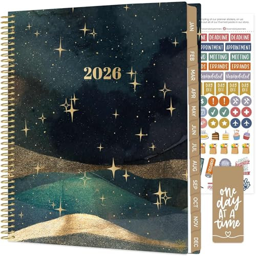 bloom daily planners 2026 Planner (January to December) - 8.5” x 11” Weekly & Monthly Dated Agenda Organizer Book with Stickers & Tabs - Flexible Soft Cover - Celestial Skies | Amazon (US)