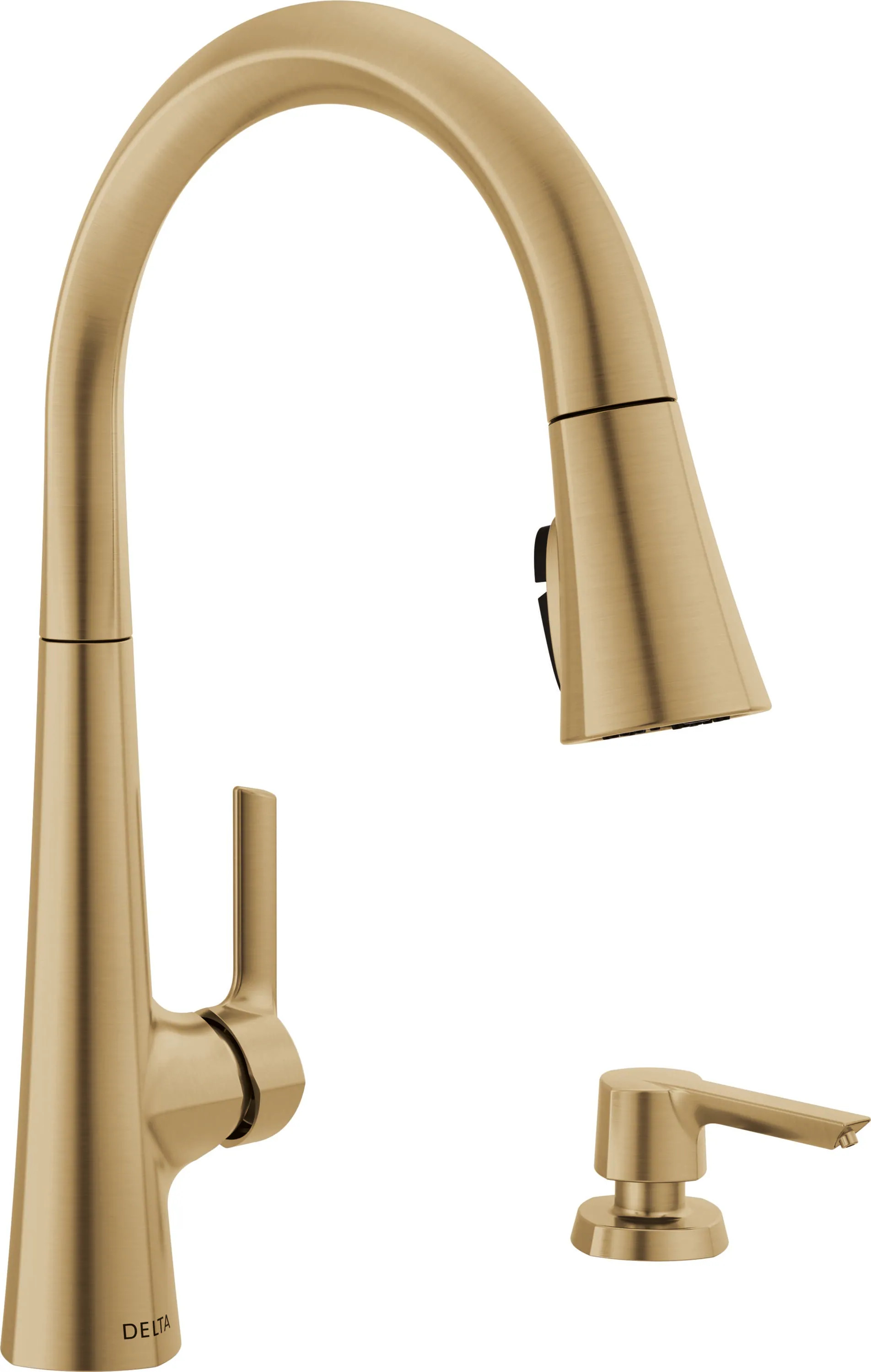 Delta Clifton Champagne Bronze Single Handle Deck-mount Pull-down Kitchen Faucet with Sprayer (Includes Deck Plate) (Includes Soap Dispenser) Rubber | Lowe's