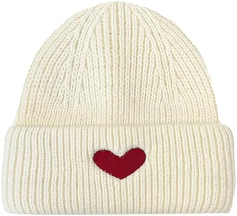 CORIRESHA Women's Cute Heart Embroidery Beanie Soft Knitted Hat | Amazon (US)