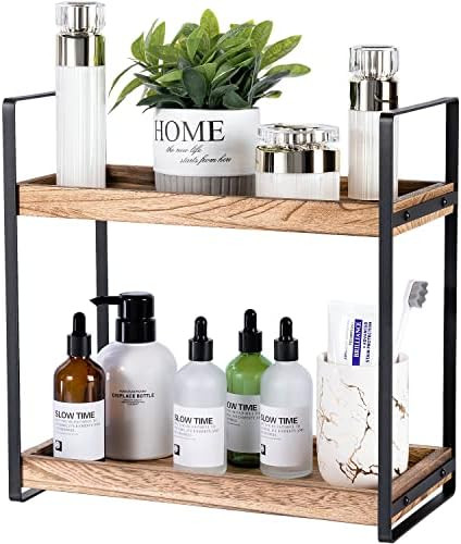 2-Tier Countertop Organizer for Bathroom Counter - Giftacity Wood Bathroom Counter Organizers She... | Amazon (US)