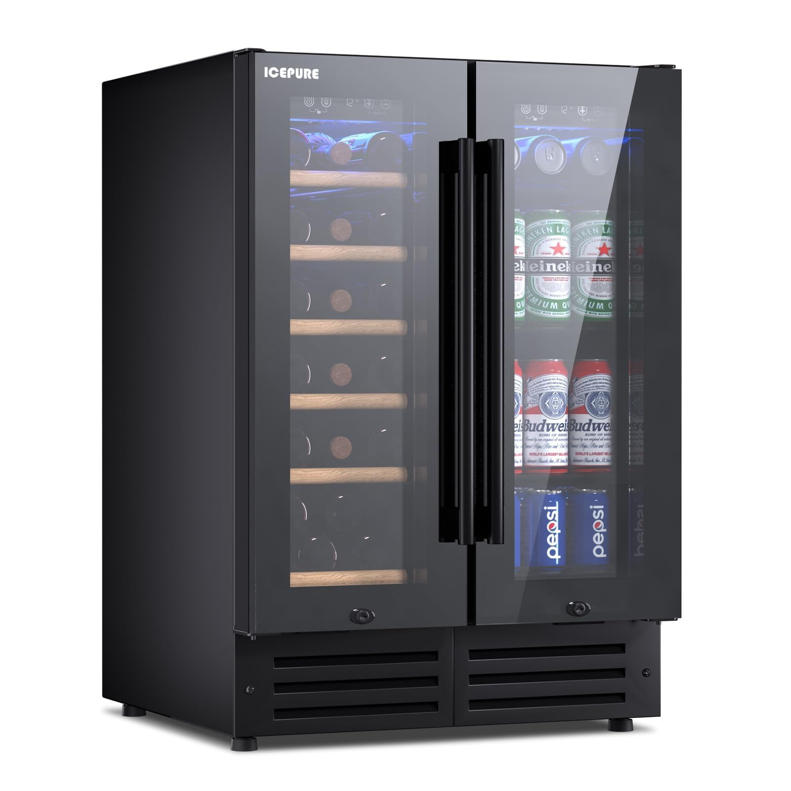 ICEPURE Wine and Beverage Refrigerator 24 Inch, Dual Zone Wine and Beverage Cooler with Glass Doo... | Amazon (US)