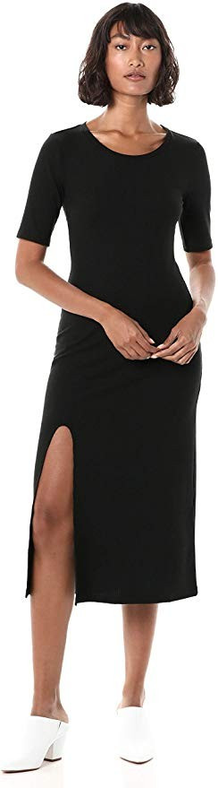 The Drop Women's Angela Fitted Short Sleeve Ribbed Crew Neck Midi Dress | Amazon (US)