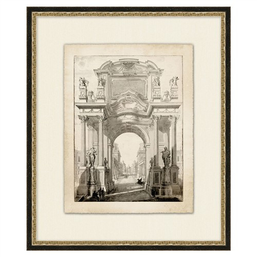 Claude Country Grey Pillars Architecture Black Frame Illustration 1 - 25x21 | Kathy Kuo Home