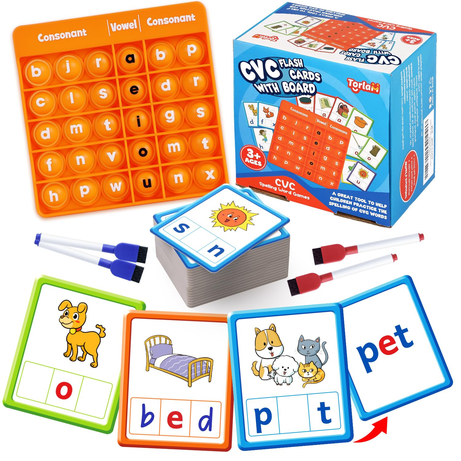 Torlam CVC Word games Phonics Games Sight Words Flash Cards, Spelling Reading Learning Flashcards... | Amazon (US)