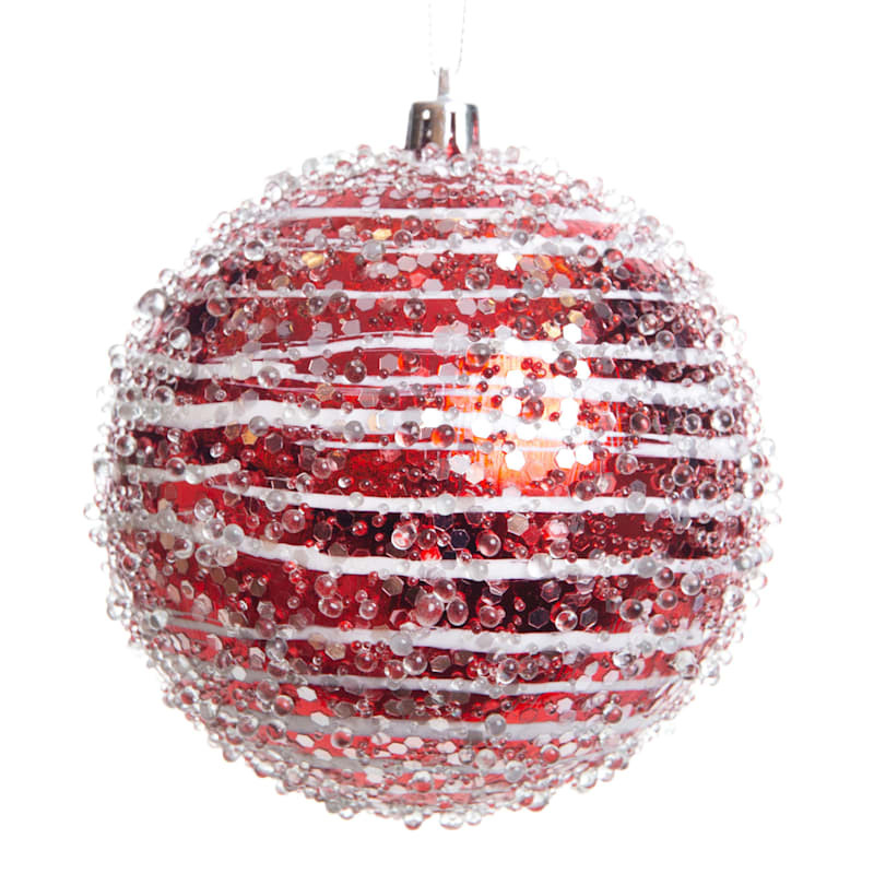 Red & White Swirled Ornament, 4" | At Home