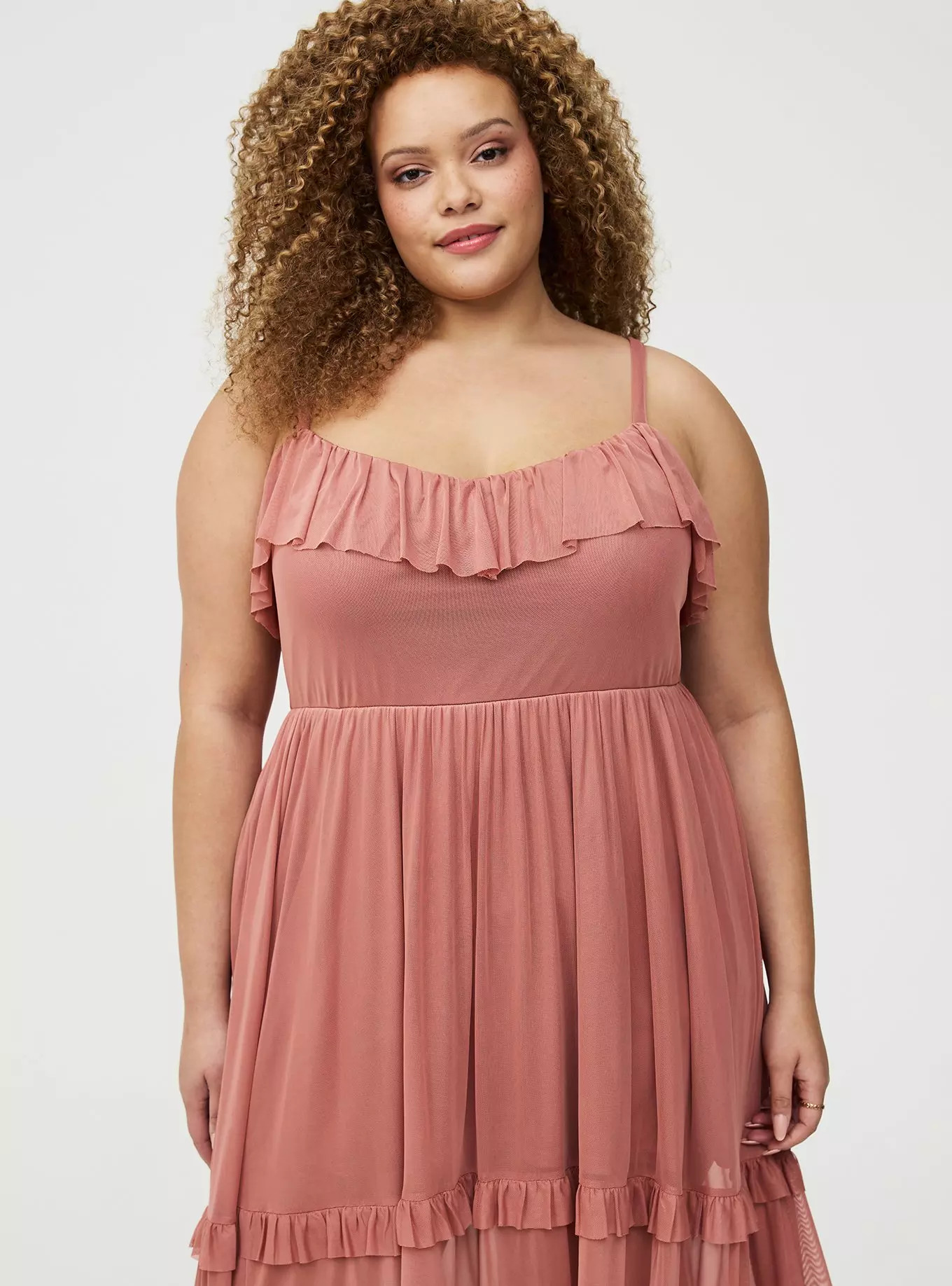 Mesh V-Neck Tiered Maxi Dress | Torrid (US & Canada)
