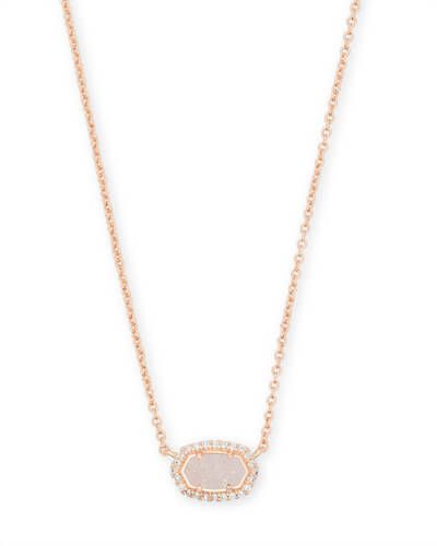 Chelsea Rose Gold Pendant Necklace in Iridescent Drusy | Kendra Scott