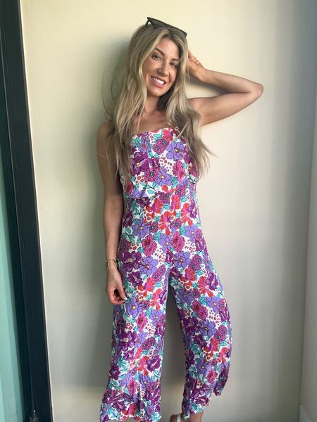  Allover Floral Print Wide Leg Cami Jumpsuit. Comes in a romper shorts style too! 

#LTKtravel #LTKswim #LTKFestival