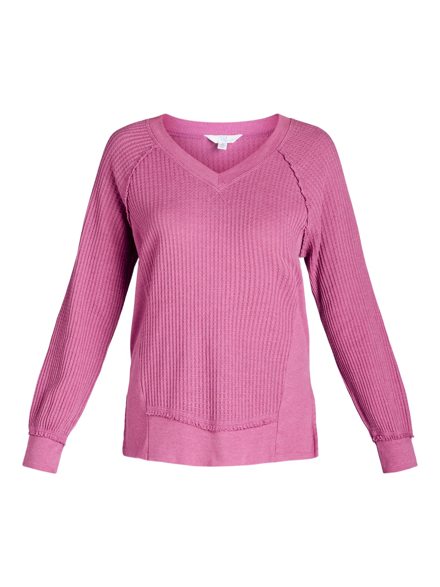 Time and Tru Women's Waffle Knit Sweatshirt, Sizes XS-XXXL | Walmart (US)