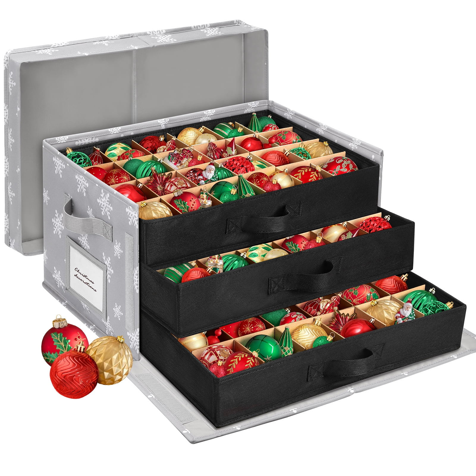 Ayieyill Premium Large Christmas Ornament Storage Box, Christmas Ornament Organizer, with Side Op... | Walmart (US)
