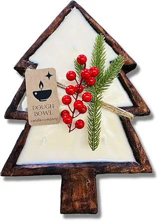 Dough Bowl Candle Co. Christmas Tree Candle -14x10x1.5 Inch Brown Wooden Bowl Candle in Christmas... | Amazon (US)